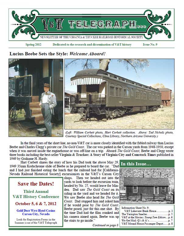 Virginia & Truckee Railroad Historical Society, V&T Telegraph, Issue 9, Spring 2012