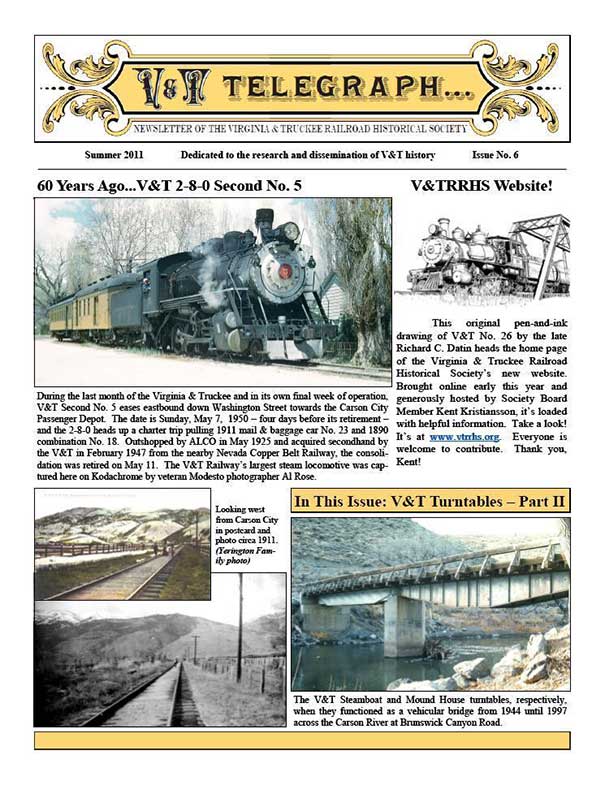 Virginia & Truckee Railroad Historical Society newsletter, V&T Telegraph Issue 6, Summer 2011